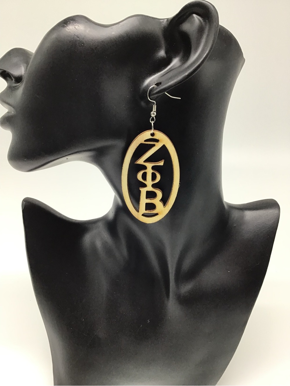 Zeta Phi Beta Custom Wooden Oval Monogram Earrings